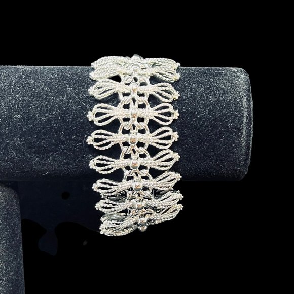 Emmons Chunky Silver Tone Open Work Link Bracelet (4680) - Picture 2 of 8